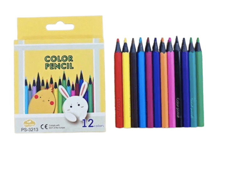 Lot de 12 Crayons de couleur -  Bois noir - Pour enfants  Dialy - Dakar