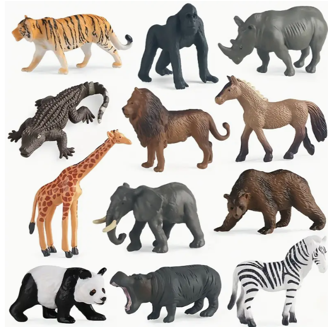 Lot de 12 Figurines Animaux Sauvages Miniatures en jouet Dakar Dialy