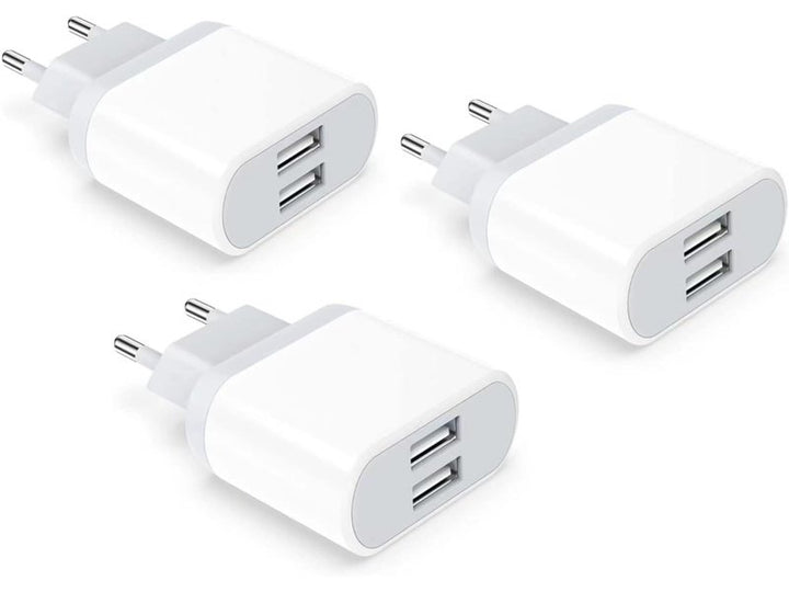 Lot de 3 Chargeurs USB Double Prise - 2.1A / 5V Dakar Dialy