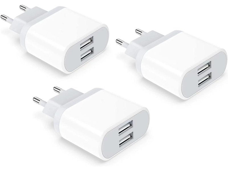 Lot de 3 Chargeurs USB Double Prise - 2.1A / 5V Dakar Dialy
