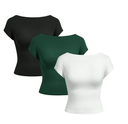Lot de 3 T-Shirts Courts Femme – Dos Nu, Style Décontracté, Taille S Dialy - Dakar