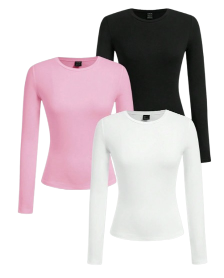 Lot de 3 T-Shirts Femme – Manches Longues, Basiques & Doux Dialy - Dakar