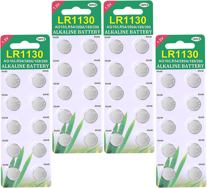 Lot de 40 Piles Bouton LR1130 AG10 – Alcalines Haute Performance Dialy - Dakar