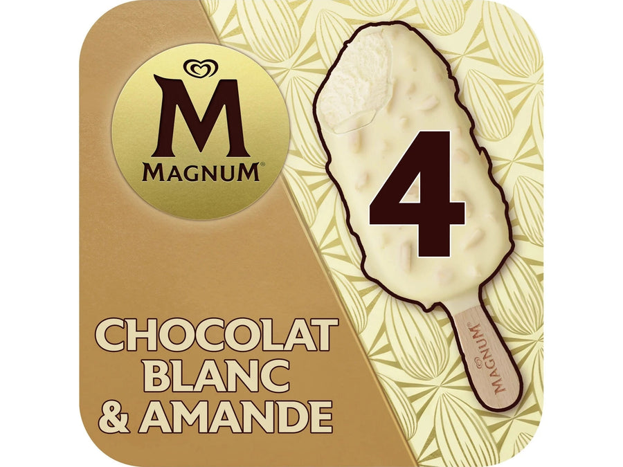MAGNUM - Glace au chocolat blanc et amandes - 4 bâttonets (292g) Dakar Dialy