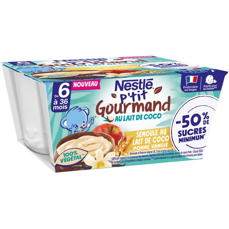 NESTLÉ Bébé – P’tit Gourmand Lait de Coco Pomme Vanille – Dès 6 Mois – 4 x 90g Dialy - Dakar