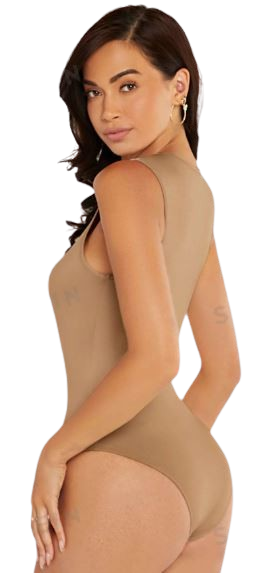 Body Nude Sans Manches Femme – Col Rond, Style Minimaliste