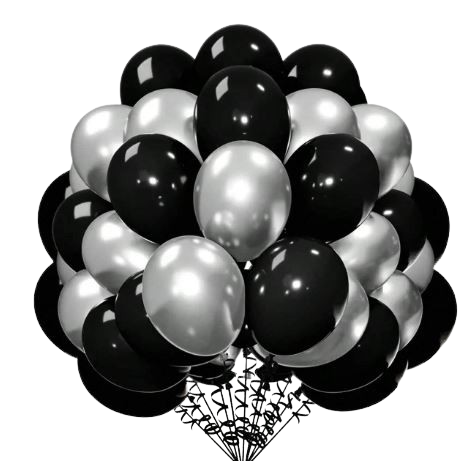 Ballons argent et noir, 20 pièces