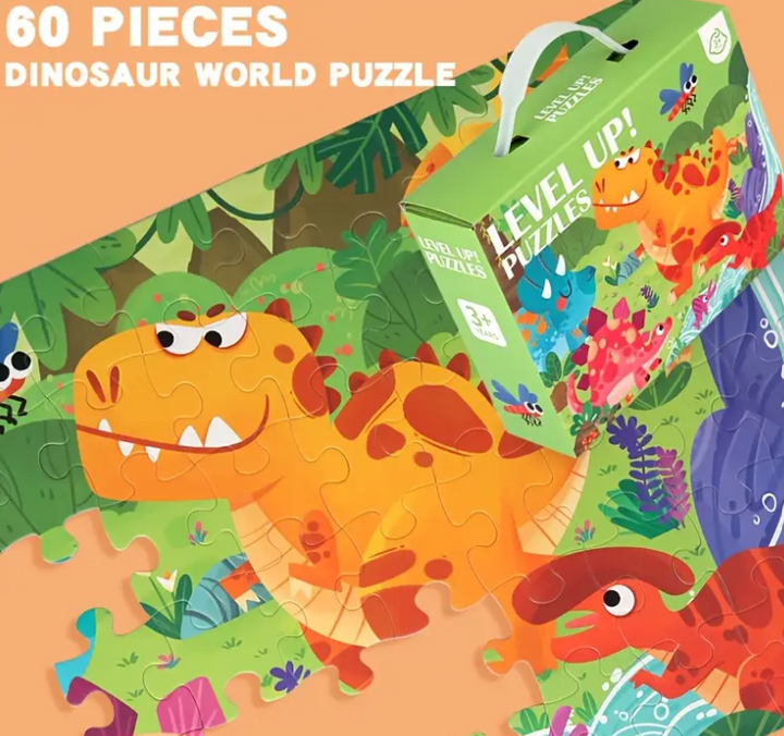 Puzzle Dinosaures en Bois – 60 Pièces, Enfants 3 à 6 Ans