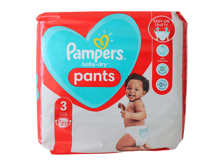 Couches Pampers Baby Dry Pants Taille 3 (6-11 kg), pack de 27 pièces, confort et protection pour bébé, disponibles à Dakar en 60 min sur Dialy.sn