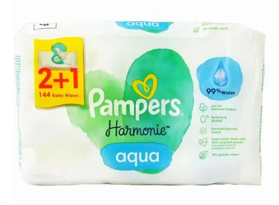 Pampers Harmonie Aqua lingettes hydratantes enfants 144 pcs, disponibles sur Dialy à Dakar en 60 min
