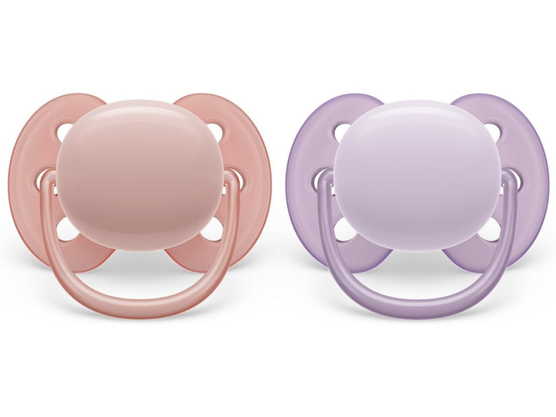 PHILIPS AVENT - Lot de 2 sucettes douces et flexibles pour bébés âgés de 0 à 6 mois, sans BPA, avec étui Dakar Dialy