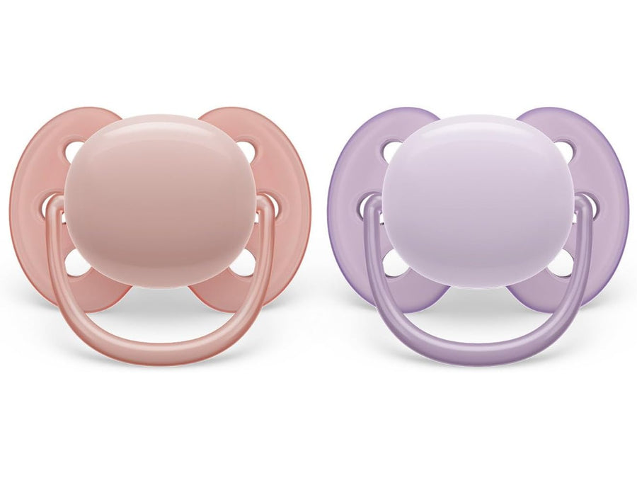PHILIPS AVENT - Lot de 2 sucettes douces et flexibles pour bébés âgés de 0 à 6 mois, sans BPA, avec étui Dakar Dialy