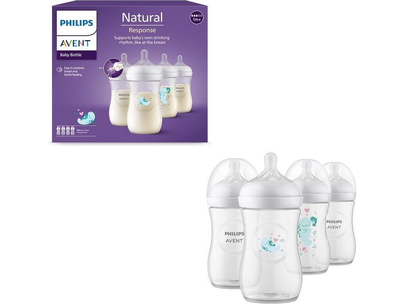 PHILIPS AVENT - Lot de 4 biberons Natural Response avec tétines T3 -260 ml Dakar Dialy
