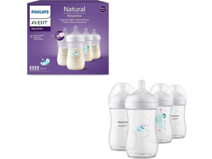 PHILIPS AVENT - Lot de 4 biberons Natural Response avec tétines T3 -260 ml Dakar Dialy