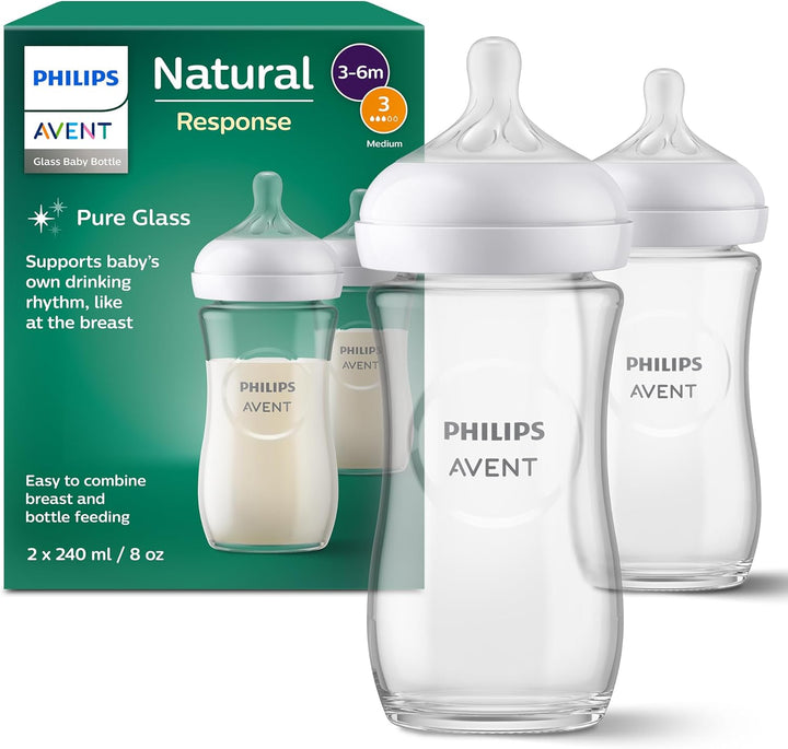 PHILIPS AVENT – Natural Response - Biberons en verre 240 ml (8 oz) avec tétines à débit moyen (Débit 3) Dialy - Dakar