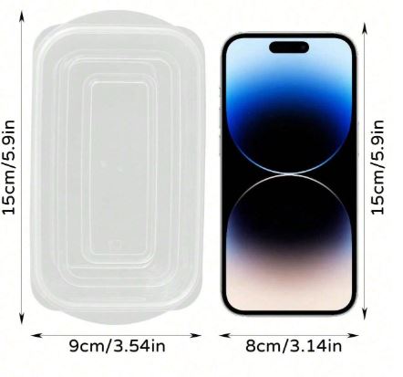 Lot de 10 boîtes de conservation alimentaire transparentes avec lignes de mesure - 700ML