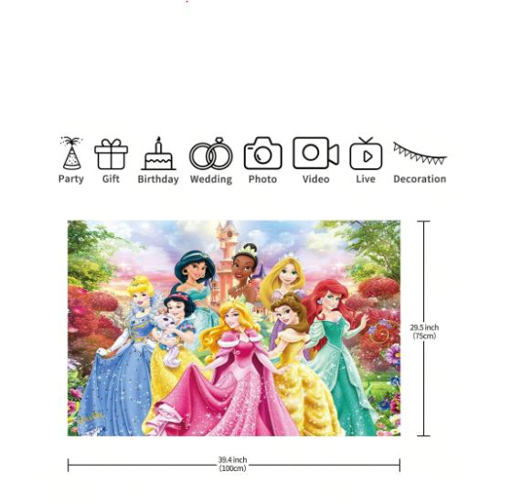 Décor de fond anniversaire – Thème princesse