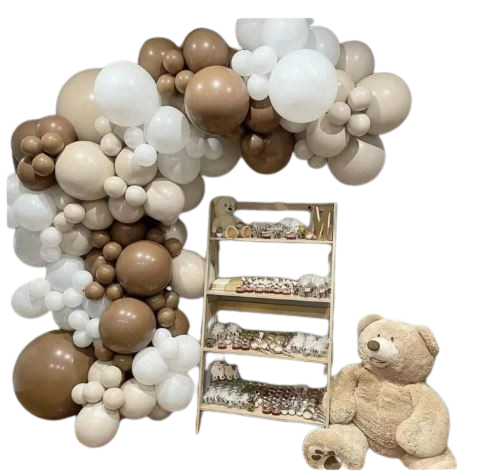 Ensemble de ballons de couleur café et beige, convient pour les décorations de fête, 123 pièces