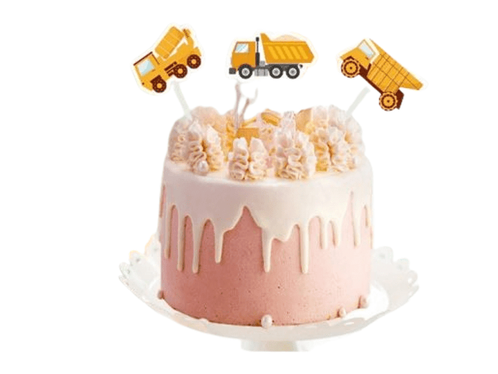 Décorations de cupcakes chantier construction, avec camion à benne/24 pièces