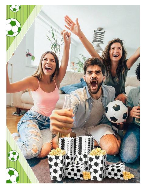 Boîtes à pop-corn imprimées avec un motif de football pour les fêtes, 20  pièces