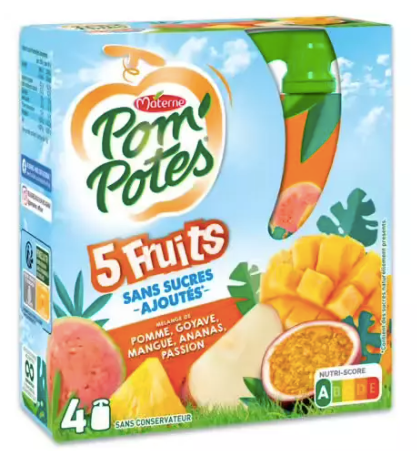 POM'POTES - Compotes Gourdes 5 Fruits - 4x90G Dialy - Dakar