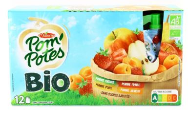 POM POTES - Compotes en gourde Multi variétés Bio sans sucres ajoutés 12x90g DAKAR DIALY