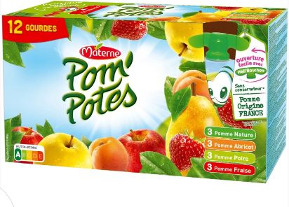 POM' POTES - Compotes en gourde assortiment pomme, abricot, poires, fraises - 12x90g Dakar Dialy