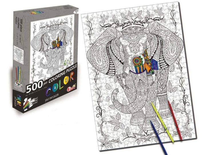 Puzzle à Colorier Éléphant – 500 Pièces Antistress Dialy - Dakar