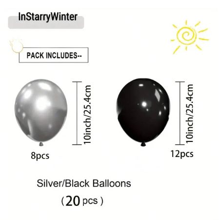 Ballons argent et noir, 20 pièces