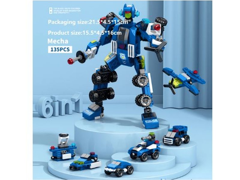Jeu Blocs - Construction Robot 6-en-1 – 138 Pièces, Kit Créatif Enfants