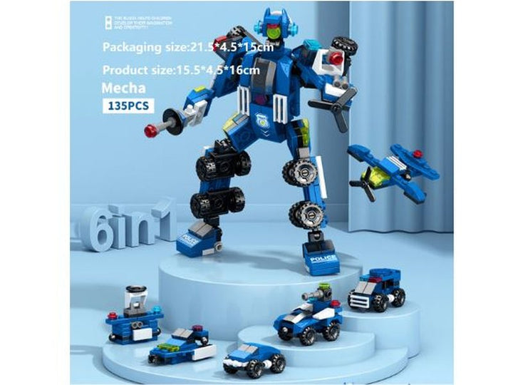Jeu Blocs - Construction Robot 6-en-1 – 138 Pièces, Kit Créatif Enfants