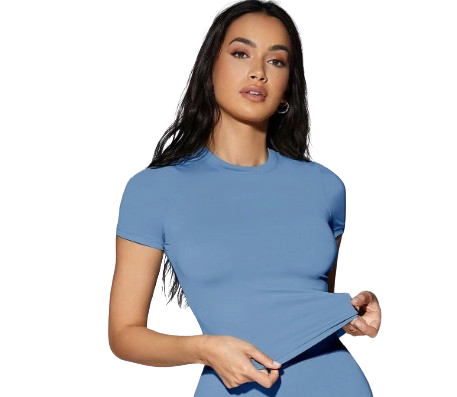 SILQUEE – T-shirt ajusté unicolore bleu (taille L) Dialy - Dakar