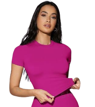 SILQUEE – T-shirt ajusté unicolore rose vif Dialy - Dakar