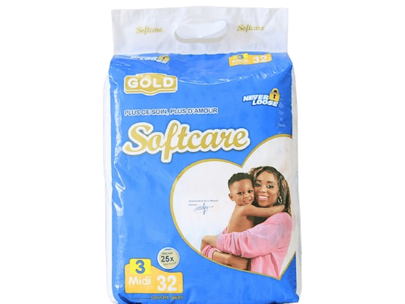 SOFTCARE Gold – Couches bébé – Taille 3 Midi (6-11 kg) – Pack économique de 32 Dialy - Dakar