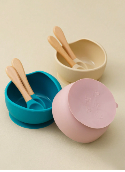 Set dîner silicone bébé 3 pièces – Bol, cuillère, fourchette Dakar Dialy