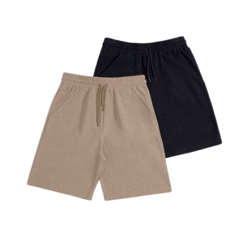 Shorts Homme Tissu Gaufré – Set de 2 Noir & Marron Dialy - Dakar