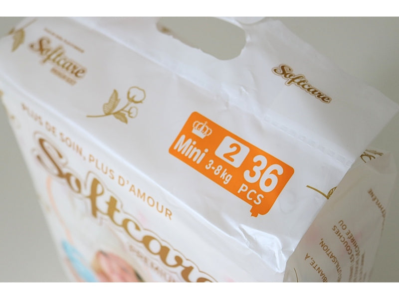 SOFTCARE Premium Soft – Couches bébé – Taille 2 Mini (3-8 kg) – Pack de 36 – Douceur & confort