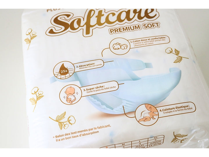 SOFTCARE Premium Soft – Couches bébé – Taille 2 Mini (3-8 kg) – Pack de 36 – Douceur & confort