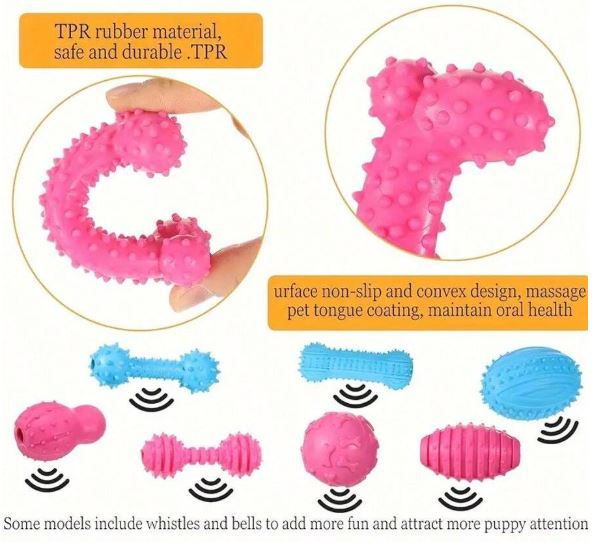 Jouets de Mâchage TPR pour Animaux – Lot de 6 Résistants & Ludiques
