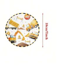 Vaisselle jetable – Thème camion benne jaune (20 pièces)