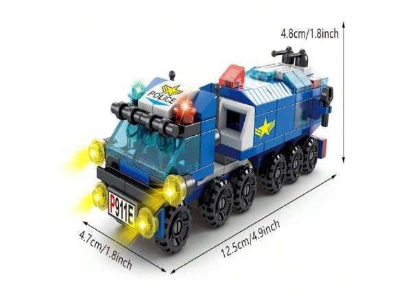Jeu Blocs - Construction 6 en 1 Véhicules Police – 138 Pièces - Kit Complet
