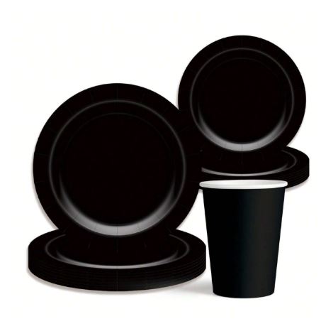 Vaisselle jetable noire – 20 assiettes en papier pour fête Dialy - Dakar