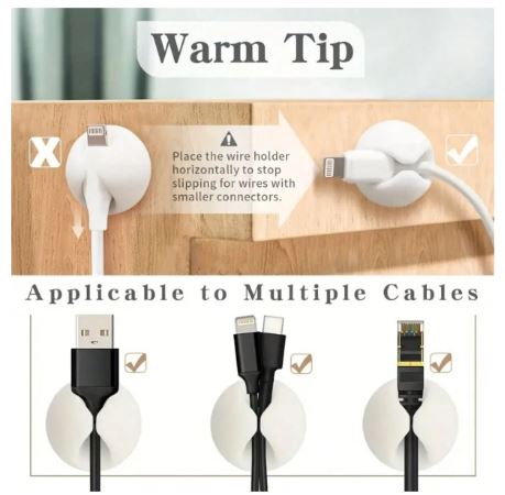 Pinces Câbles x5 – Fixation Murale Blanche