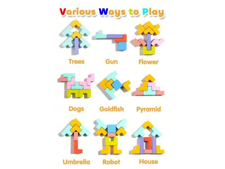 TETRIS en Bois – Puzzle 3D Éducatif Coloré 4 à 10 Ans