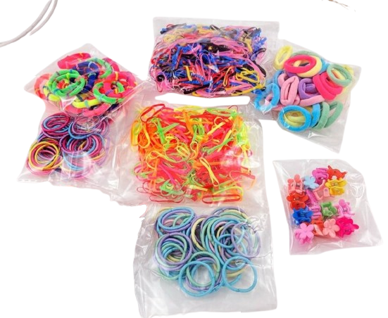 100 pièces d'élastiques colorés pour cheveux de filles, mini chouchous, accessoires de cheveux pour enfants