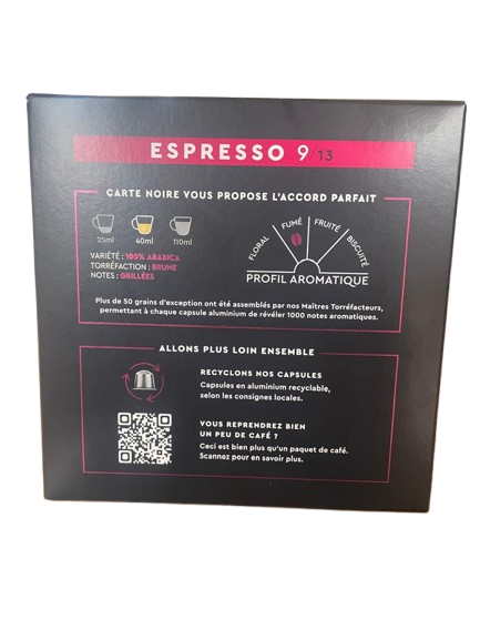CARTE NOIRE - Capsules Café Espresso Intense Compatibles Nespresso x60 - 330g