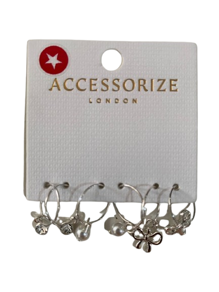 lot de 3 boucles d'oreilles pendantes argentés