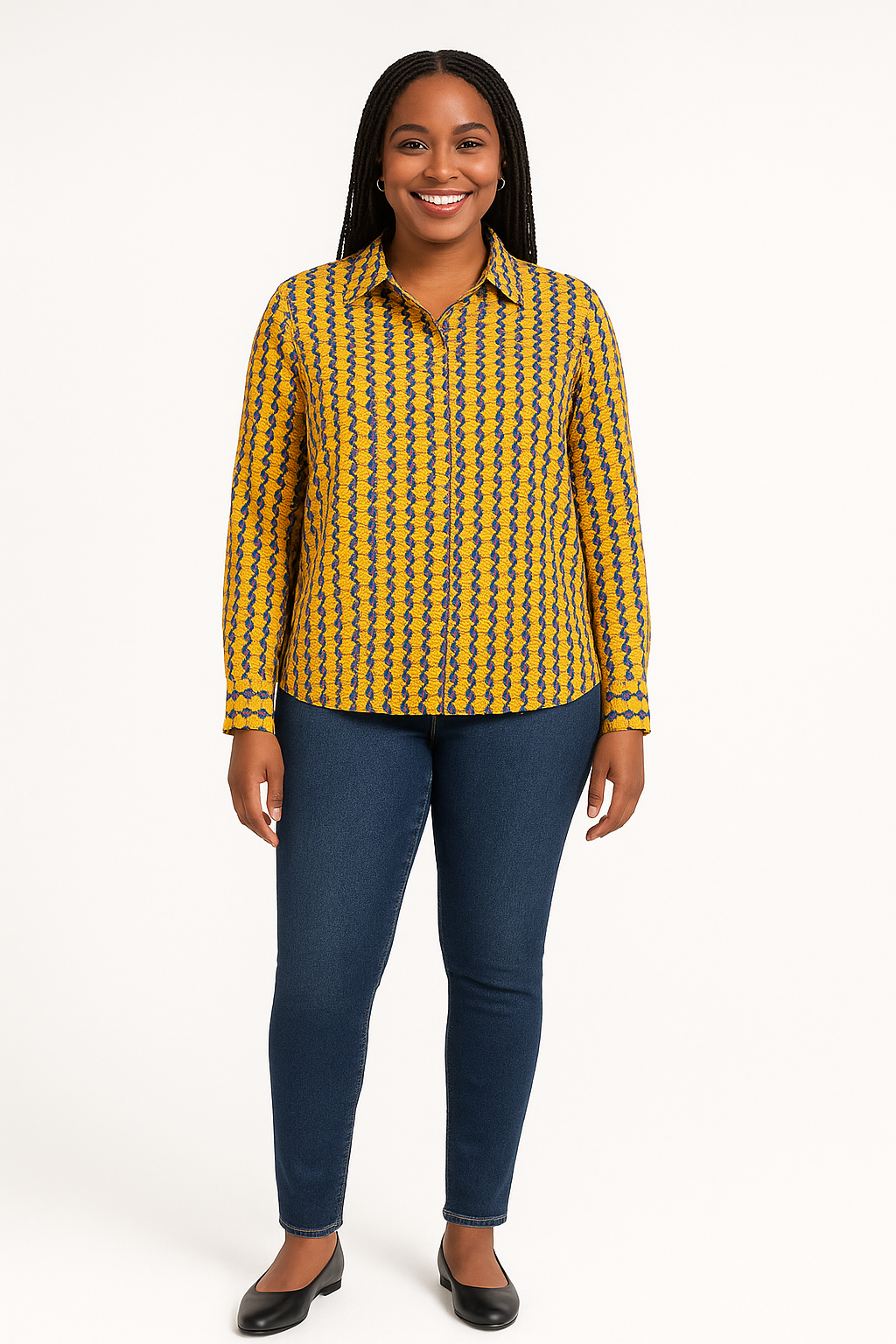 Z-ONE - Chemisier a motif triangle jaune - Taille L/XL Dakar Dialy