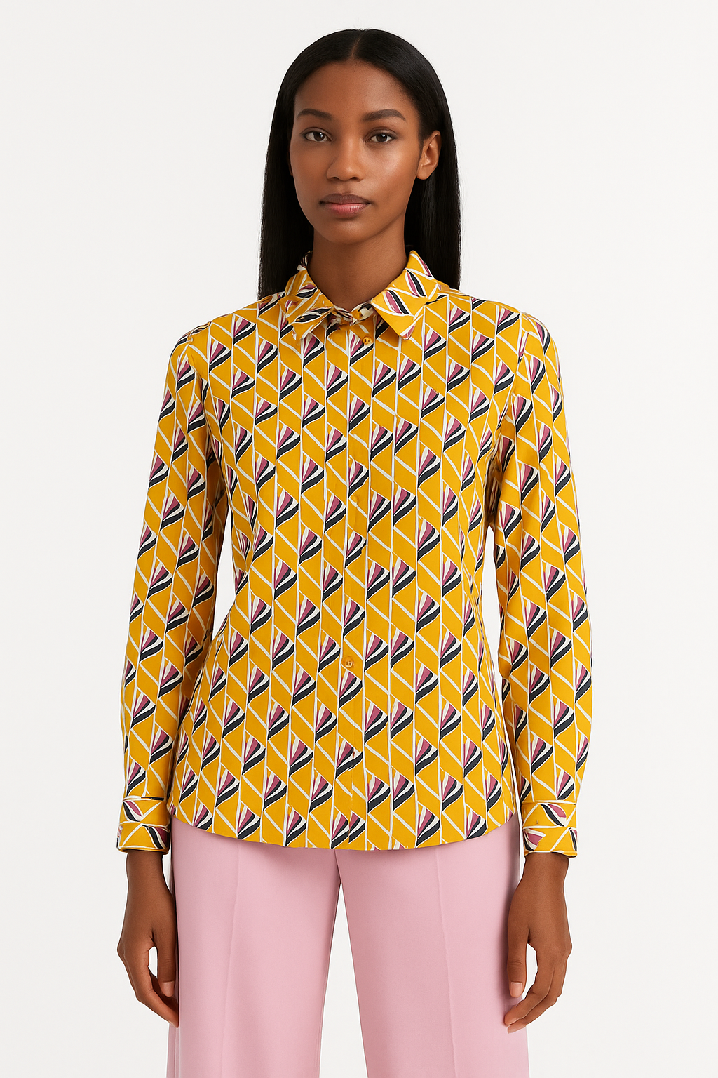 Z-ONE - Chemisier pour femme à motif papillon rose taille Dakar Dialy