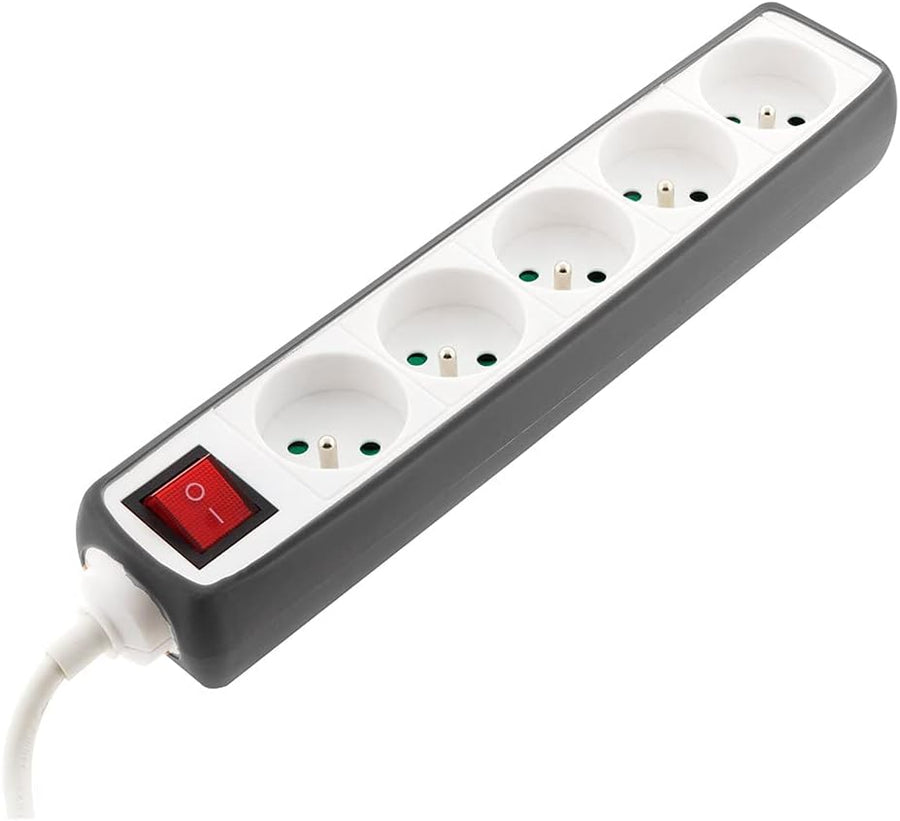 ZENITECH - Multiprise 5 Prises 16A avec Interrupteur + Housse Grise Dialy - Dakar